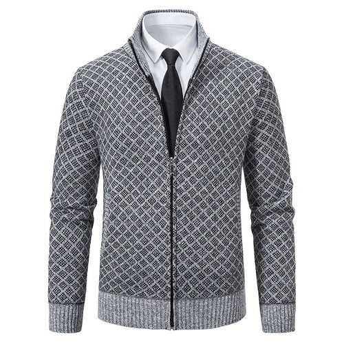 Herren Modische Strickjacke mit hochwertigem Zopfmuster und Reißverschluss EB