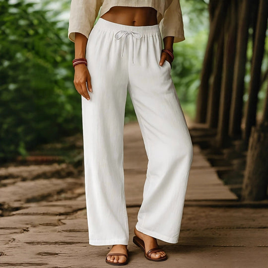 Damen Luftige Freizeithose mit weitem Schnitt und elastischem Bund EB