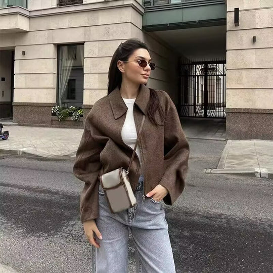 Damen Übergangsjacke mit Stehkragen und modernem Reißverschluss EB