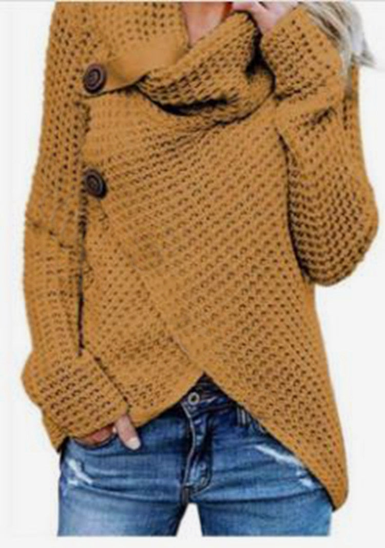 Damen Strickjacke mit asymmetrischem Verschluss und komfortablem Kragen EB