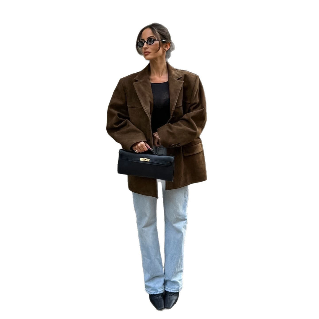 Damen elegante Wildlederjacke im modernen Schnitt EB