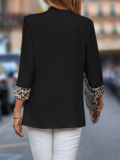 EB | Blazer mit Leoparden-details Stilvoll und Zeitlos Einzigartiger Schnitt