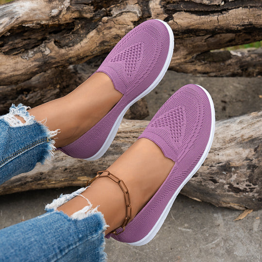 Damen Atmungsaktive Slip-On Freizeitschuhe mit komfortablem Absatz EB