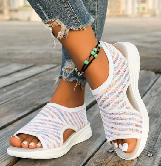 Damen sportliche Sandalen mit elastischem Obermaterial und rutschfester Sohle EB