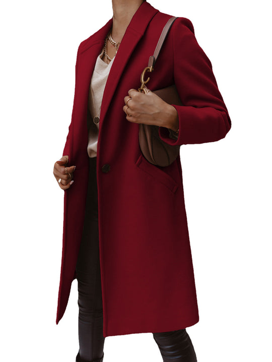 Damen Eleganter Wollmantel mit schmaler Silhouette und tiefen Taschen EB