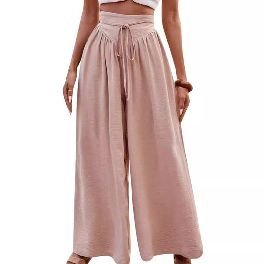 Damen Weite High-Waist-Hose mit elastischem Bund und praktischen Taschen EB