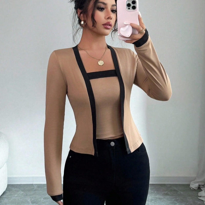 Damen modische Jacke mit schmalem Schnitt und eleganter Knopfleiste EB
