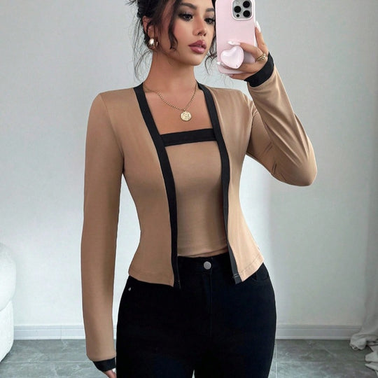 Damen modische Jacke mit schmalem Schnitt und eleganter Knopfleiste EB