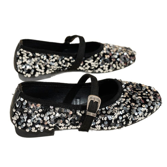 Damen Glitzernde Ballerinas mit verstellbarem Riemchen EB