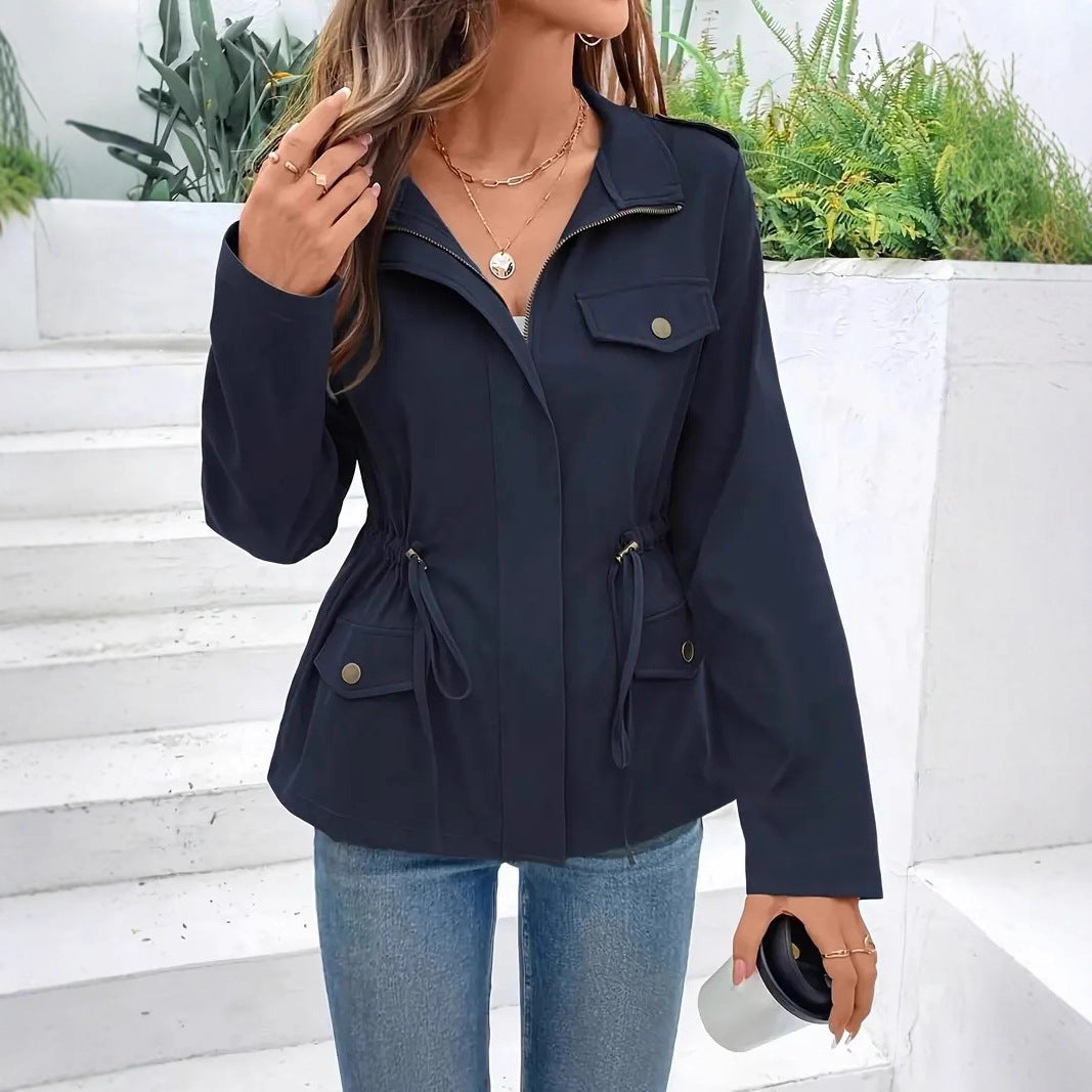 Damen Übergangsjacke mit verstellbarem Taillenzug und praktischen Taschen EB