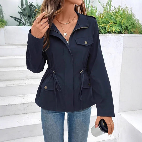 Damen Übergangsjacke mit verstellbarem Taillenzug und praktischen Taschen EB