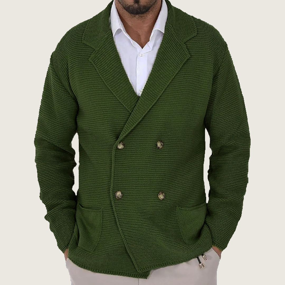 Herren Strickjacke mit doppelter Knopfleiste und modernen Taschen EB