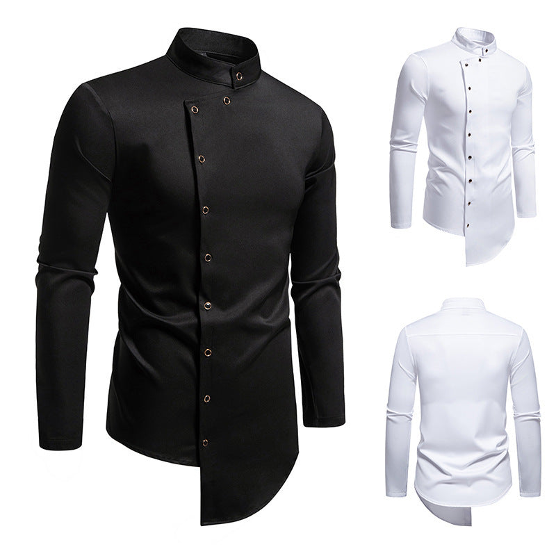 Herren modisches Hemd mit asymmetrischem Knopfdesign und elegantem Kragen EB