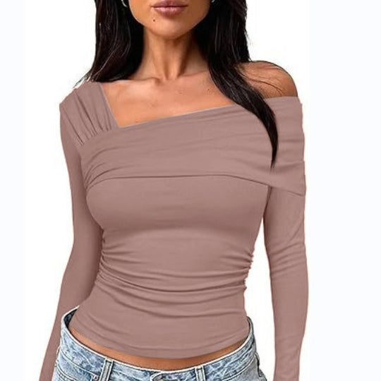Damen Wickelshirt mit asymmetrischem Ausschnitt und raffiniertem Stretch EB