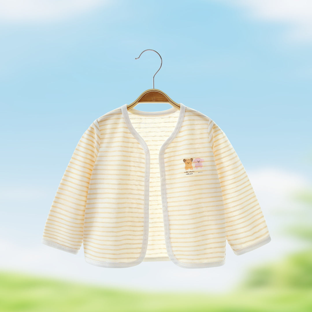 Unisex nan atmungsaktiver Baumwolle Baby Kimono Cardigan mit vorderen Druckknöpfen EB