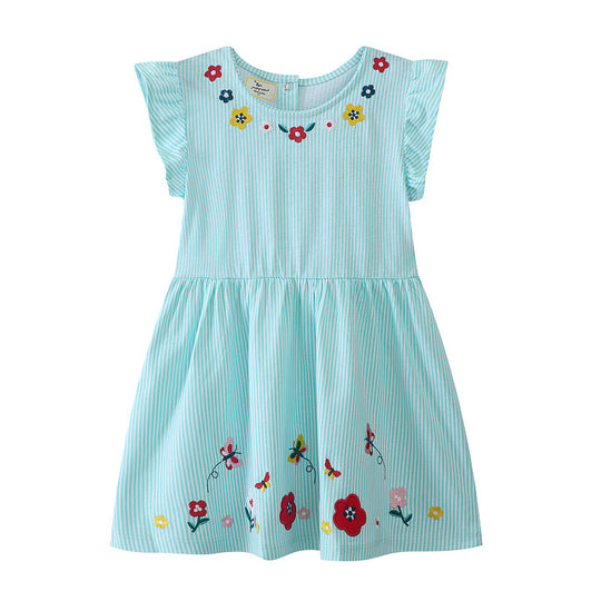 Mädchen Sommerkleid mit farbenfrohen Blumenstickereien EB