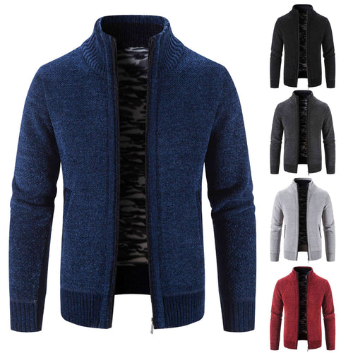 Herren Strickjacke mit hohem Kragen und praktischen Reißverschlusstaschen EB