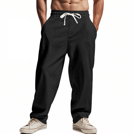 Herren bequeme und lässige Freizeithose mit elastischem Bund und seitlichen Taschen EB