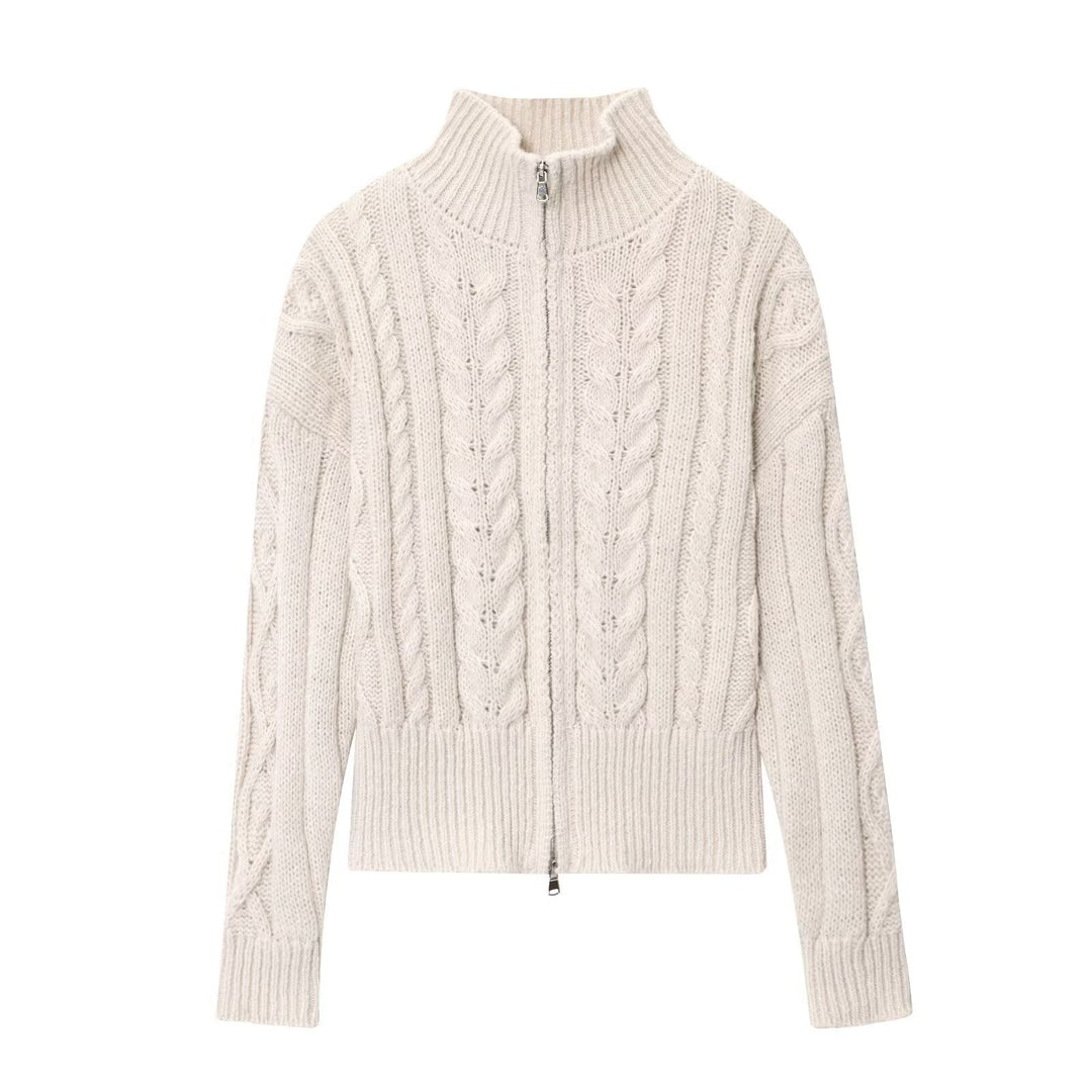 Damen Strickjacke mit Zipper und Stehkragen EB