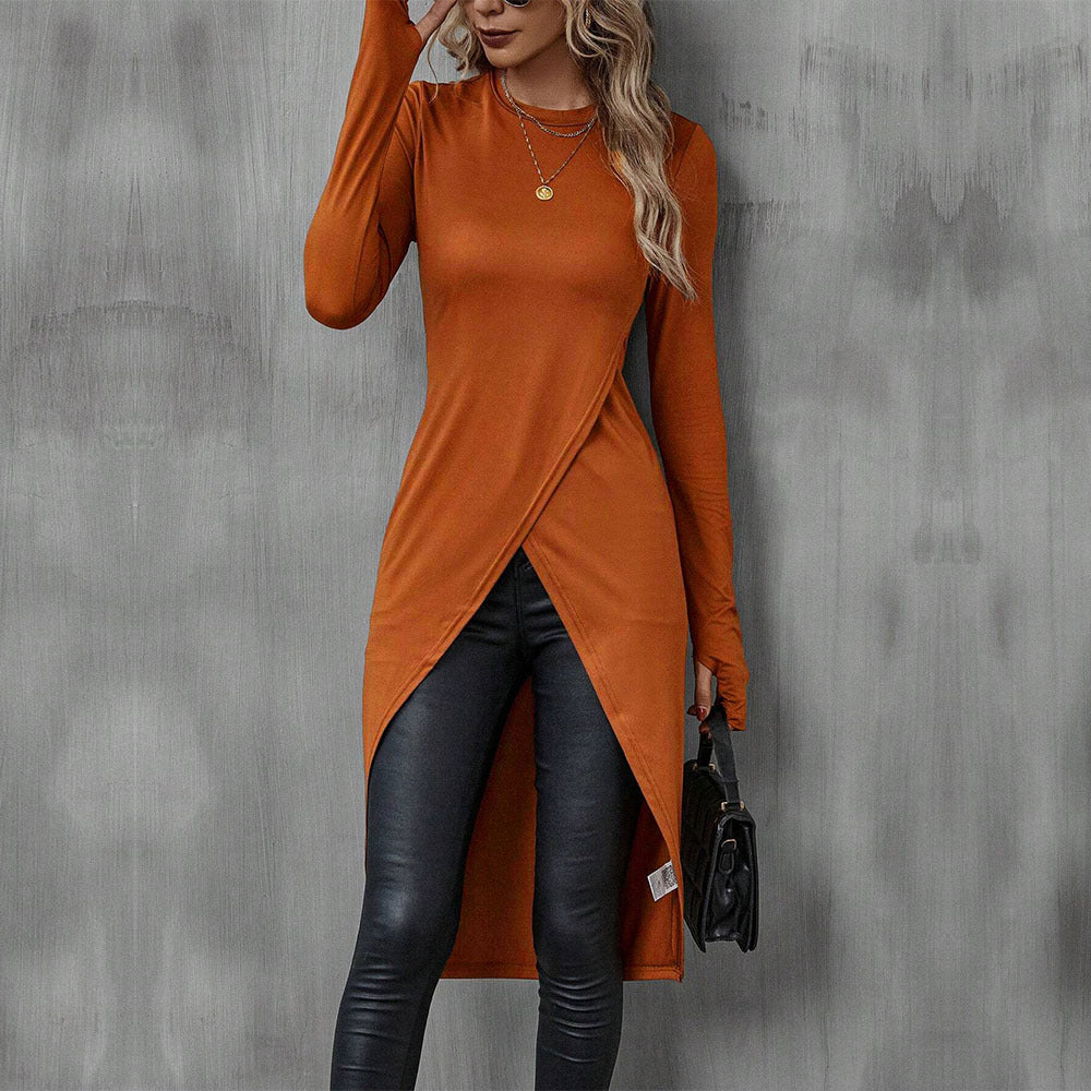 Damen asymmetrisches Longshirt mit überlappendem Frontschlitz und taillierter Silhouette Eichborn Berlin