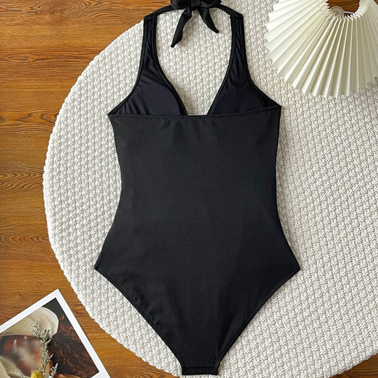 Damen eleganter Badeanzug mit raffiniertem Wickeldesign EB