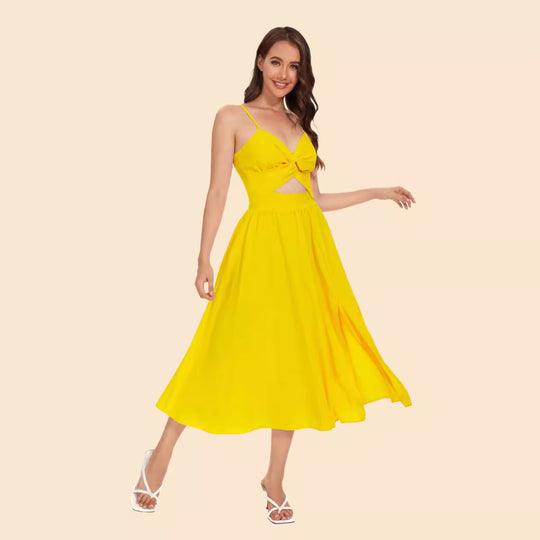 Damen Zweiteiler Ensemble mit elegantem knotenfreier Bluse und fließendem Rock mit Schlitz EB