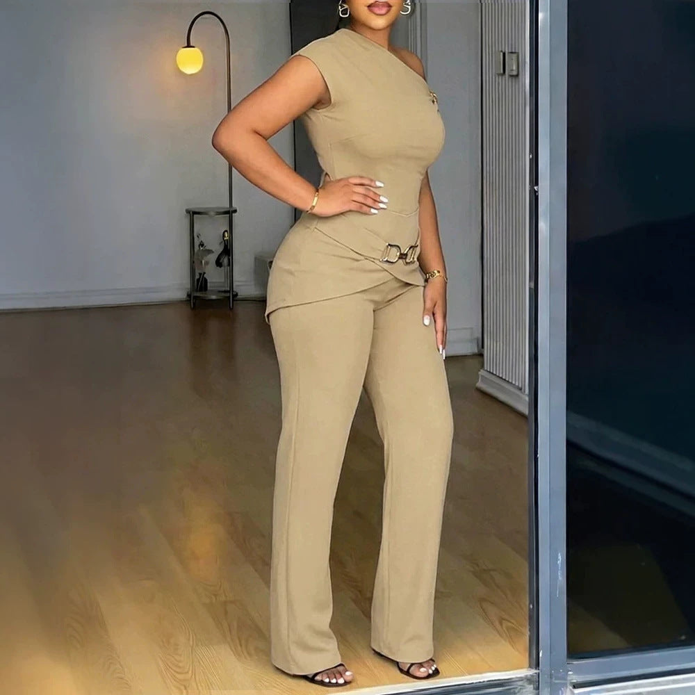 Damen Elegantes One-Shoulder Jumpsuit EB