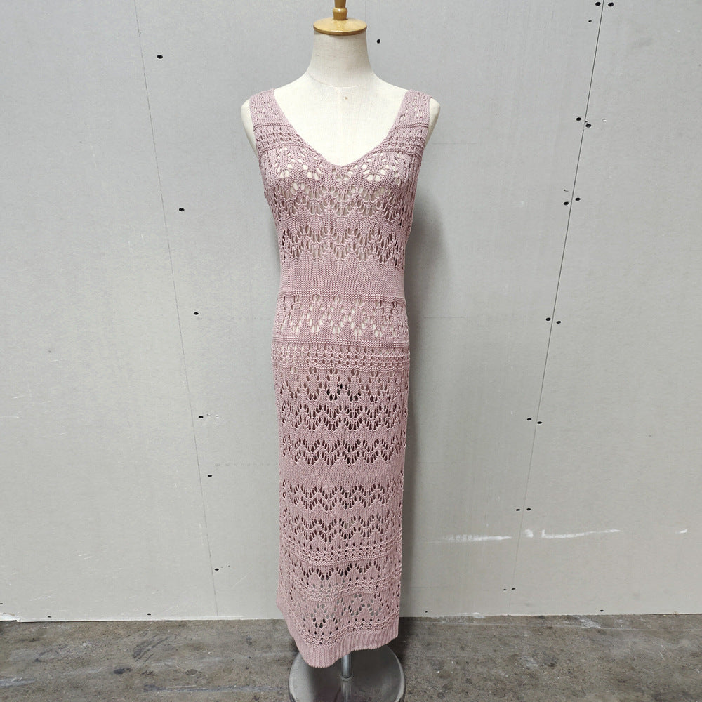 Damen gehäkeltes Maxikleid mit raffinierten Rüschendetails EB