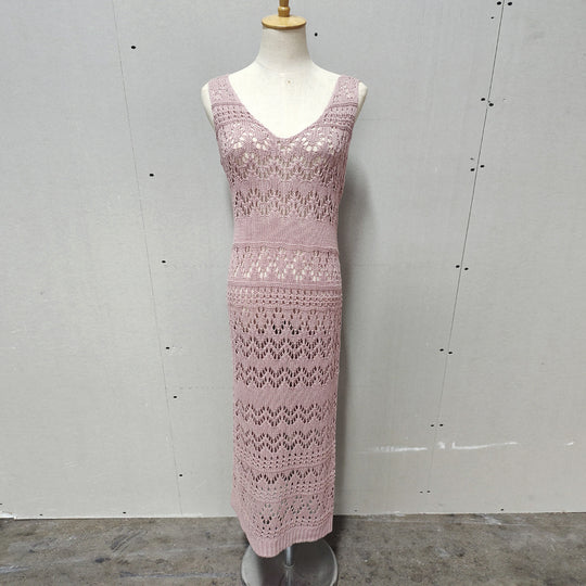 Damen gehäkeltes Maxikleid mit raffinierten Rüschendetails EB
