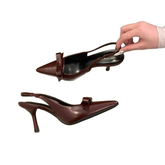 Damen elegante Slingback Pumps mit zarter Schleifenverzierung EB