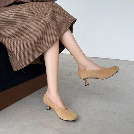 Damen spitze Wedge-Pumps aus samtweichem Velours EB