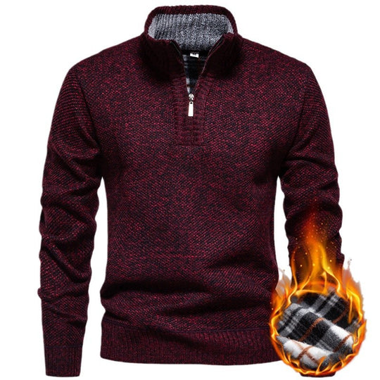 Herren Strickpullover mit halbem Reißverschluss und modischem Strukturdesign EB