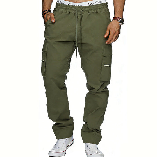 Herren Cargojogginghose mit elastischem Bund, Kordelzug und Reißverschlusstaschen EB