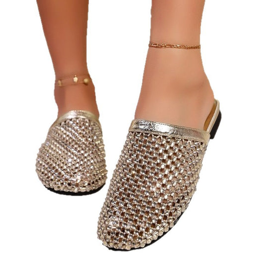 Damen Glamouröse Pantoletten mit Glitzerapplikationen EB
