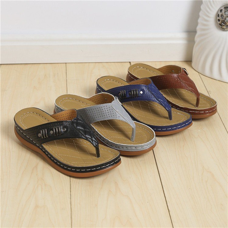 Damen Zehentrenner-Sandalen mit komfortablem Fußbett und modischem Riemendesign EB