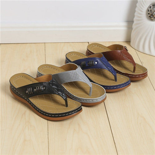Damen Zehentrenner-Sandalen mit komfortablem Fußbett und modischem Riemendesign EB