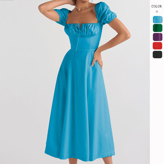 Damen Midi-Kleid mit gerafftem Oberkörper und ausgestelltem Rock EB