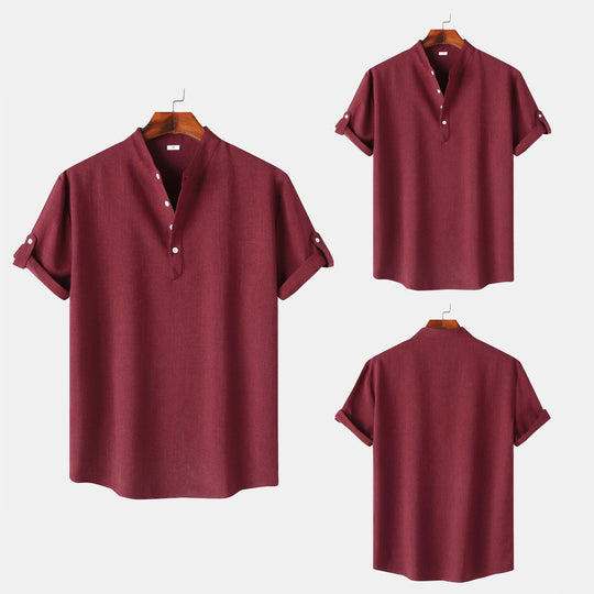 Herren Kurzarm-Hemd mit innovativem Henley-Kragen und lässigem Design EB