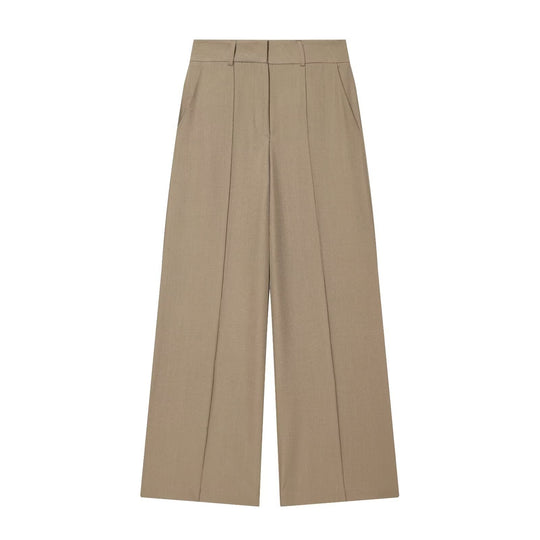 Damen weite Anzughose mit hoher Taille und Falten EB