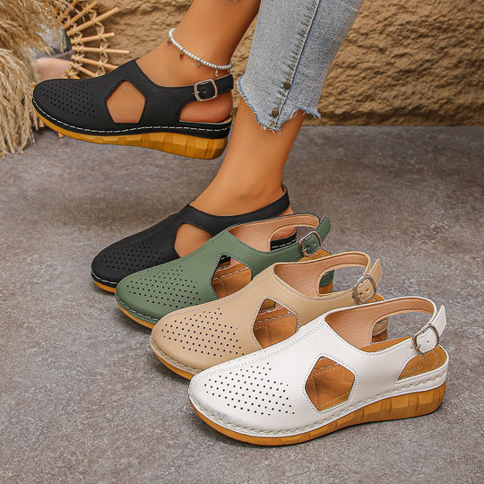 Damen Halbschuhe mit perforiertem Obermaterial und komfortablem Absatz EB
