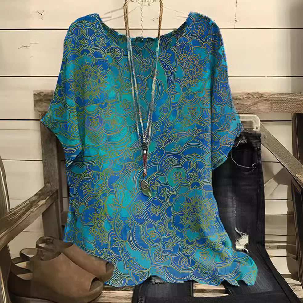 Damen Leichte Sommerbluse mit floralem Design EB