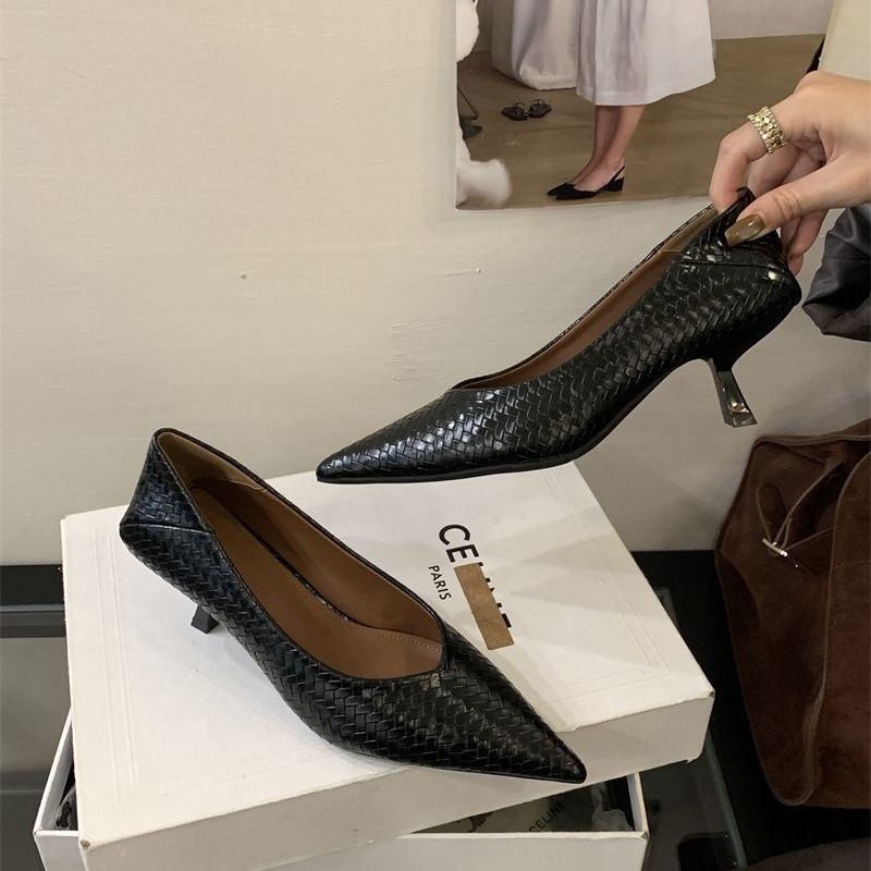 Damen Ballerinas aus geflochtenem Lederdesign EB
