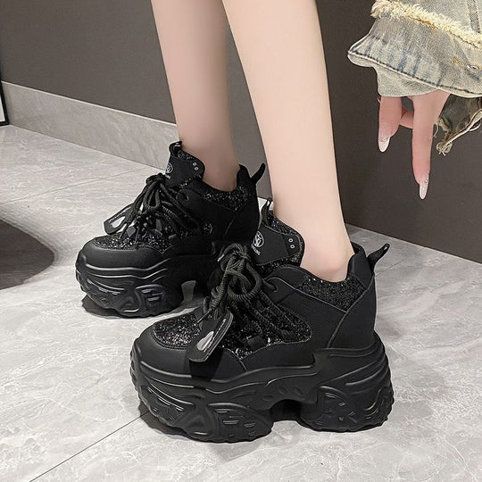 Damen High-Top Sneakers mit glitzernden Akzenten und robustem Profil EB