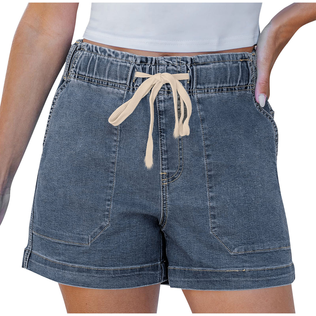 Damen bequeme Denim-Shorts mit Gummizug und praktischen Taschen EB