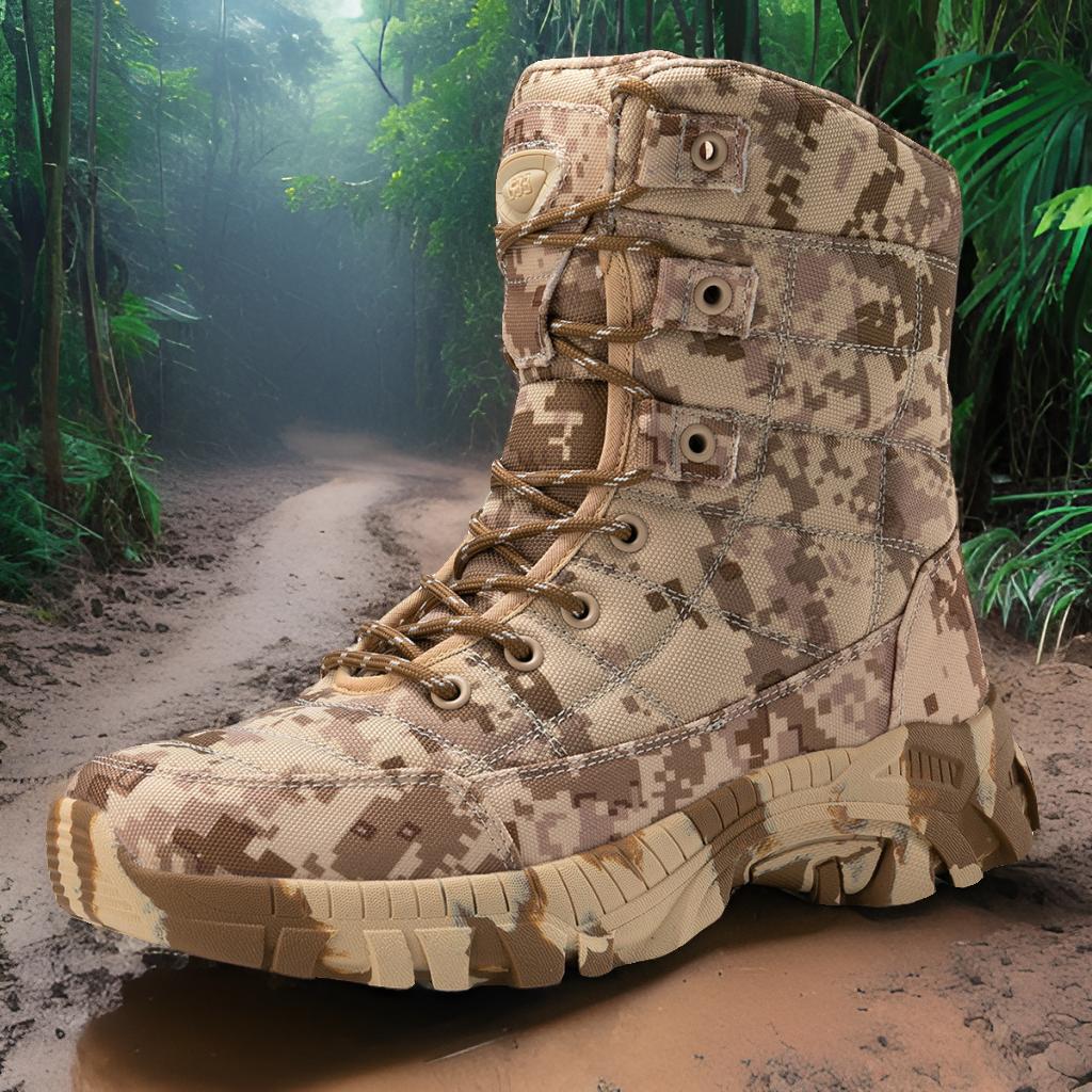 Herren hochgeschnittene Camo Einsatzstiefel mit schnelltrocknendem Obermaterial EB