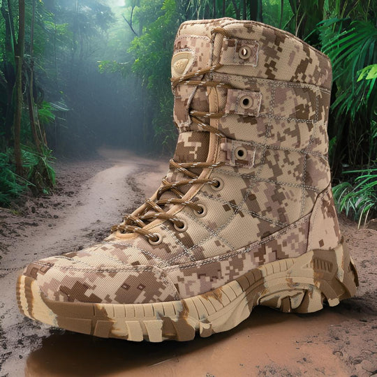 Herren hochgeschnittene Camo Einsatzstiefel mit schnelltrocknendem Obermaterial EB