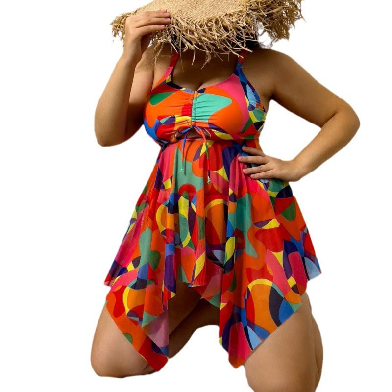 Damen vielseitiges Strandkleid mit modischem Schnitt und buntem Muster EB