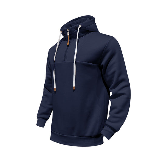 Herren Kapuzensweater mit halbem Reißverschluss und modernem Schnitt EB