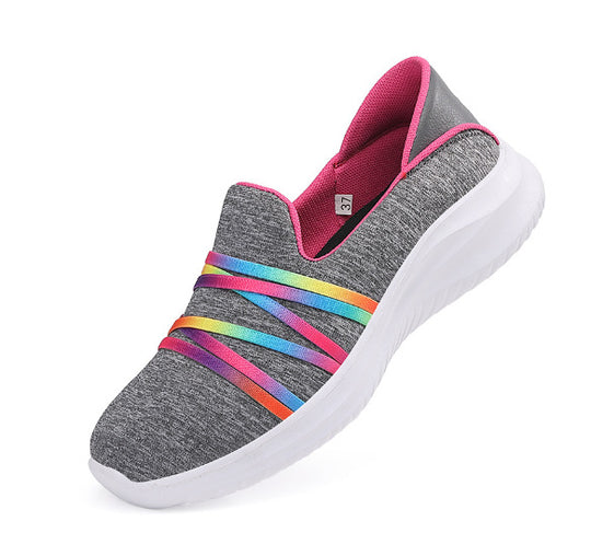Damen nan eleganter Schlupfsneaker mit elastischen Zierbändern, atmungsaktiver Strickkonstruktion und gedämpfter Komfortlaufsohle EB