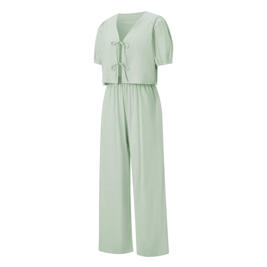 Damen luftiges Sommer-Jumpsuit mit Raffung EB